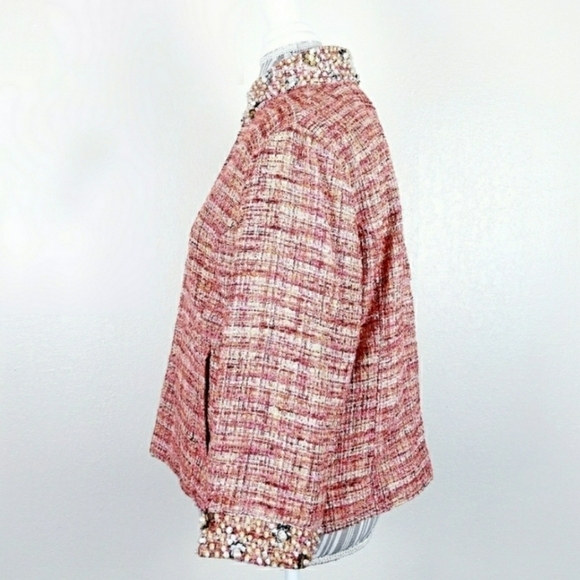 Chico's Jacqueline Orange Boucle Sequin Beaded Blazer - Picture 7 of 11